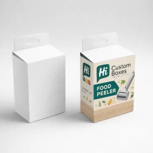 Hanging display boxes with sommelier-style cutouts, shown in plain white and fully printed designs.