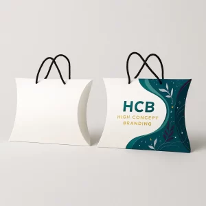 White pillow box and decorative box with black rope handles for gifting