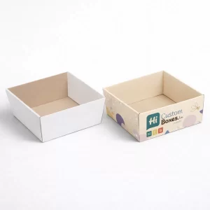 Open-top shallow tray boxes in white and cream- perfect for displaying curated gift hamper sets