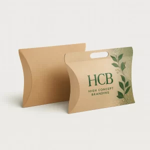 Custom kraft pillow box packaging for branded gifts and retail products