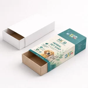 Two-piece rigid gift boxes with lids, featuring a minimalist white design and a branded teal version.