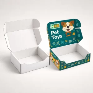 Two upright medicinal-style boxes, one blank and one featuring a medical cross logo and teal wave design.