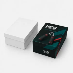 Printed hand grip packaging boxes with logo for branded retail presentation
