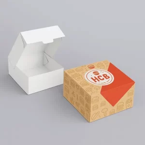Printed burger boxes with custom branding for restaurants and takeaways