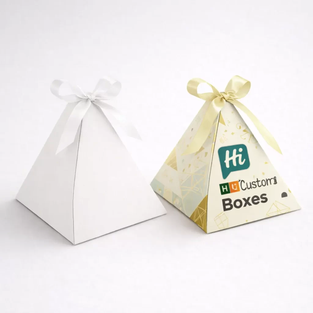 Custom pyramid boxes for creative gift packaging and retail presentation