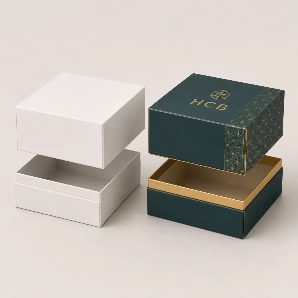 Custom rigid cube boxes for luxury product packaging and branded presentation