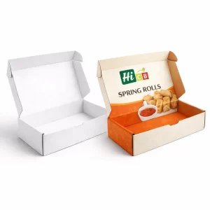 Custom spring rolls packaging boxes with branded designs for takeaway food