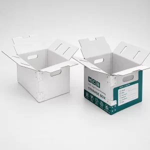 Storage packaging boxes for safe organisation, shipping, and inventory management