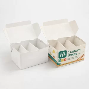 Two drawer-style slide boxes, one plain white and one with custom red taco themed illustrations.