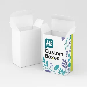 Bespoke tall rectangular soap boxes- one white- one printed with floral and lime-green design