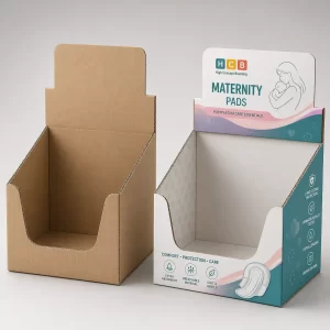 Two top-opening mailing boxes, one plain white and one with professional pink floral branding.