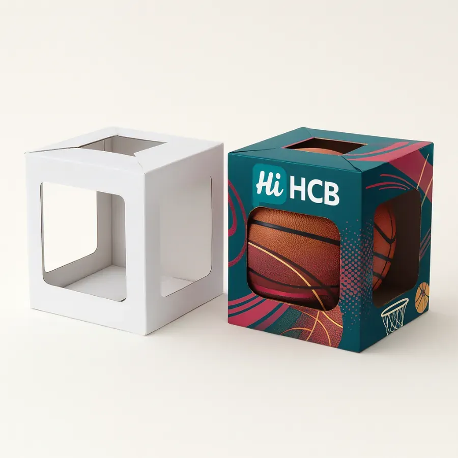 sided windows- offering a dynamic view of a basketball and enhancing product appeal
