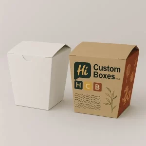 Custom gable top Chinese food box with red dragon and bamboo graphics HCB branding front