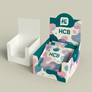 Custom sanitizer display boxes with branded printing for retail shelves