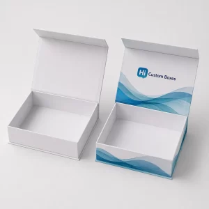 An open and closed purple floral branded box designed for soft disposable underwear product packaging.