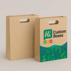 Custom kraft paper bags with printed branding for eco-friendly packaging
