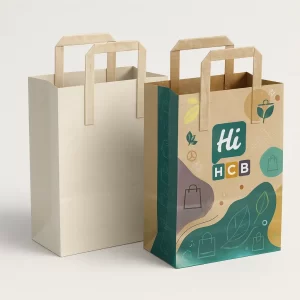 Custom kraft paper bags with handle for branded retail and takeaway packaging