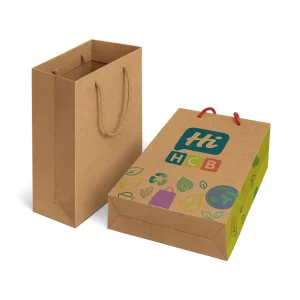 Custom kraft paper bags with rope handles and logo for luxury shopping bags