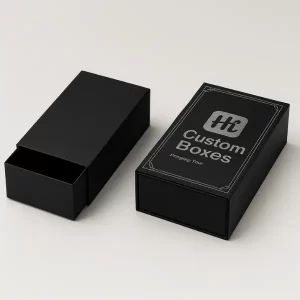 Matte black custom silver foil box with logo for premium brand packaging