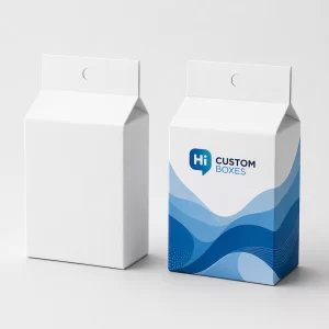 Two top-opening mailing boxes, one plain white and one with professional purple floral branding.