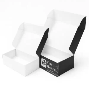 Printed silver foil logo boxes with custom branding for luxury packaging