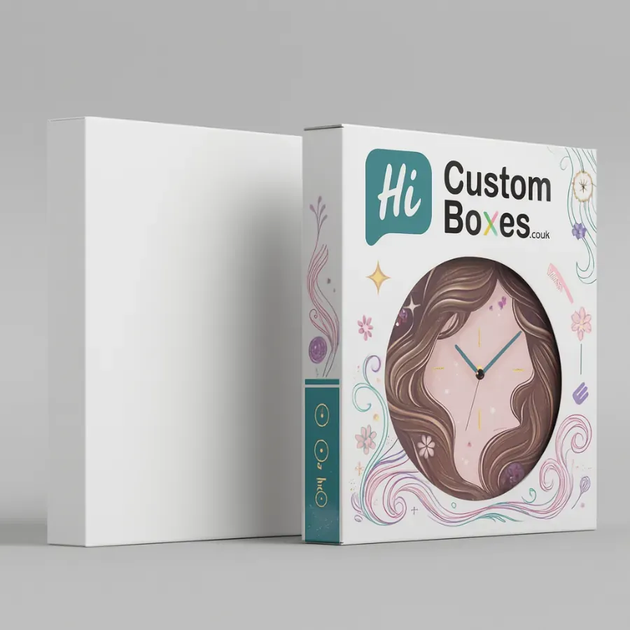 Custom wall clock boxes with logo for branded retail packaging
