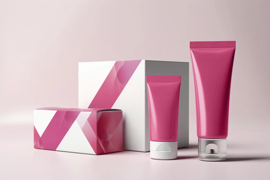 How Cosmetic Packaging Protects Product Quality and Extends Shelf Life 1 Cosmetic packaging box and tubes in pink color