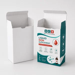 Custom liquid iron boxes UK for premium supplement packaging and branding
