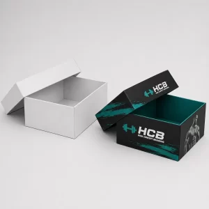 Custom protein powder boxes with lid for secure supplement storage and branding