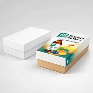 Custom vitamin syrup lid boxes with logo for secure supplement packaging